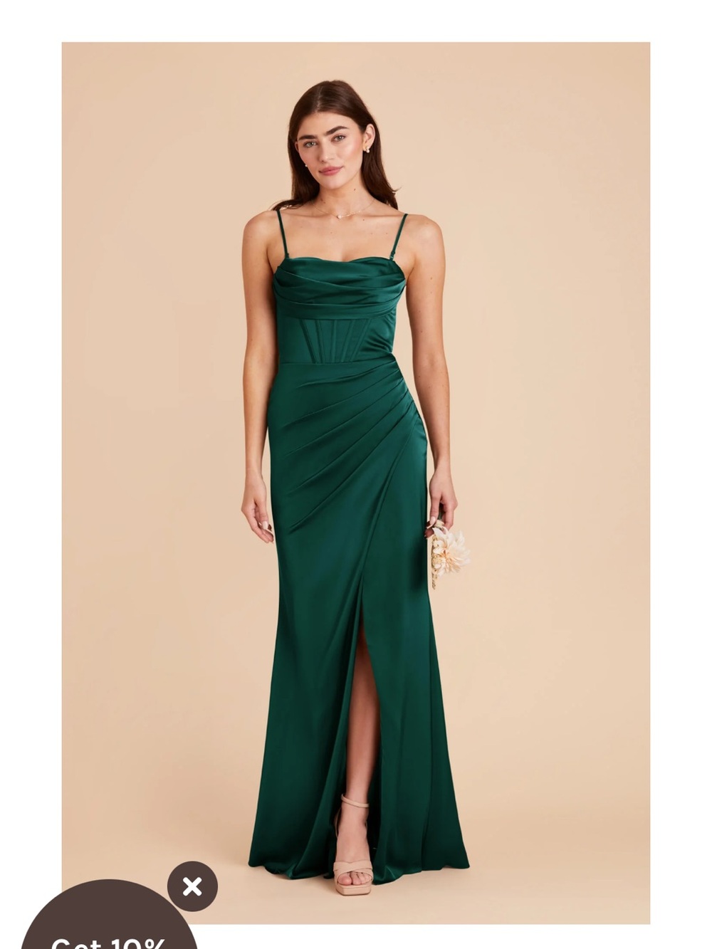 Birdy Grey Carrie dress emerald green matte satin (no straps) S